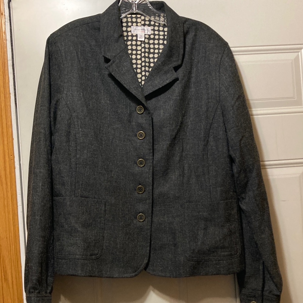Isaac Mizrahi Charcoal Gray Button‎ Front Blazer 18